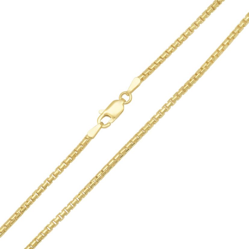 Italian 14k Gold Over Silver 2mm Round Box Chain Necklace - Unisex