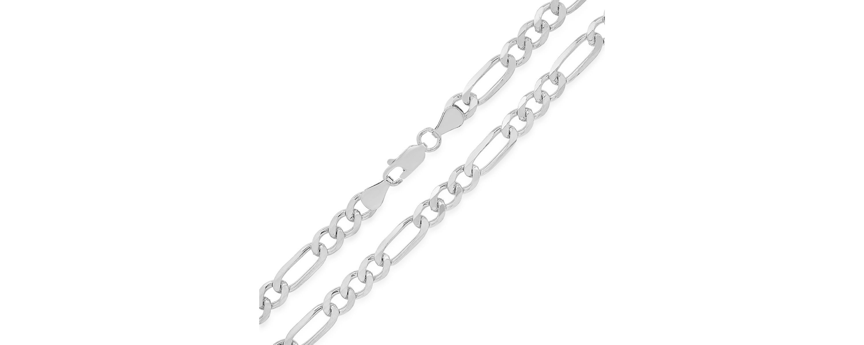 Mens Italian Thick/Heavy Italian Sterling Silver Figaro Chain Necklace
