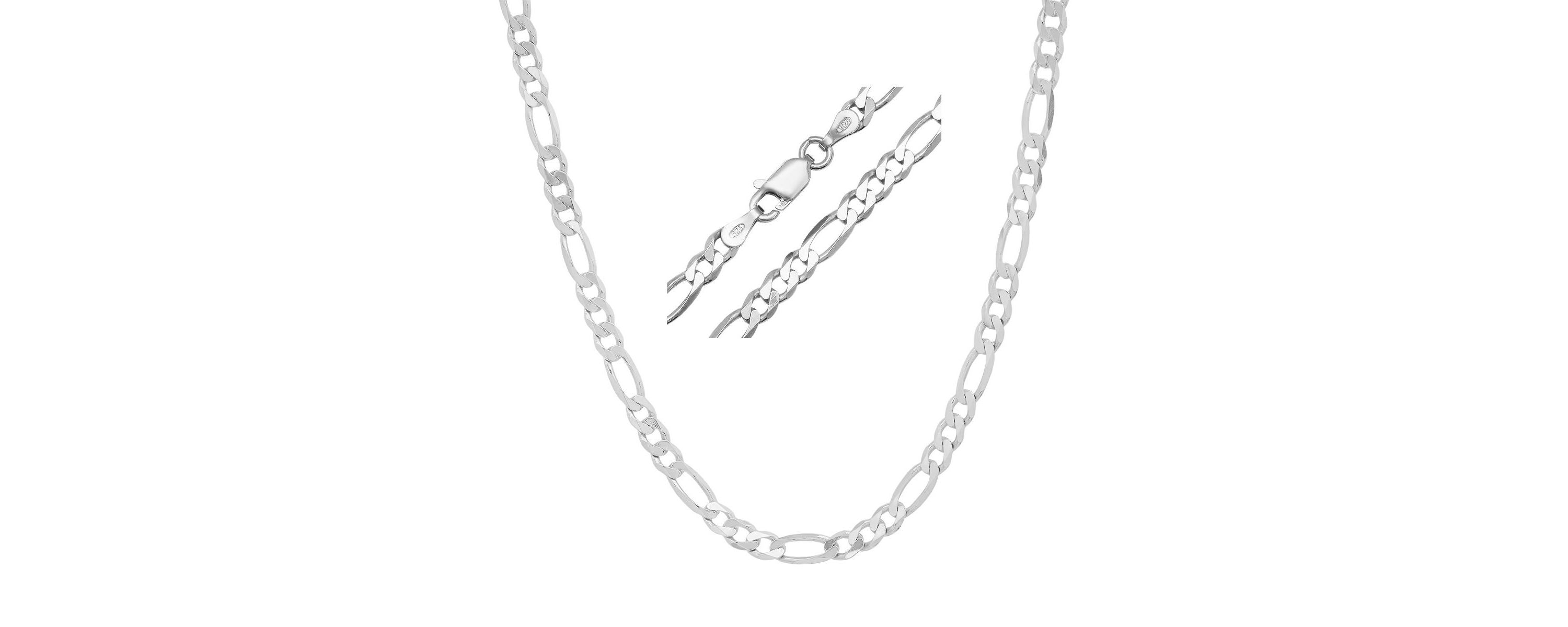 Italian Sterling Silver 4mm Figaro Chain Necklace - Unisex