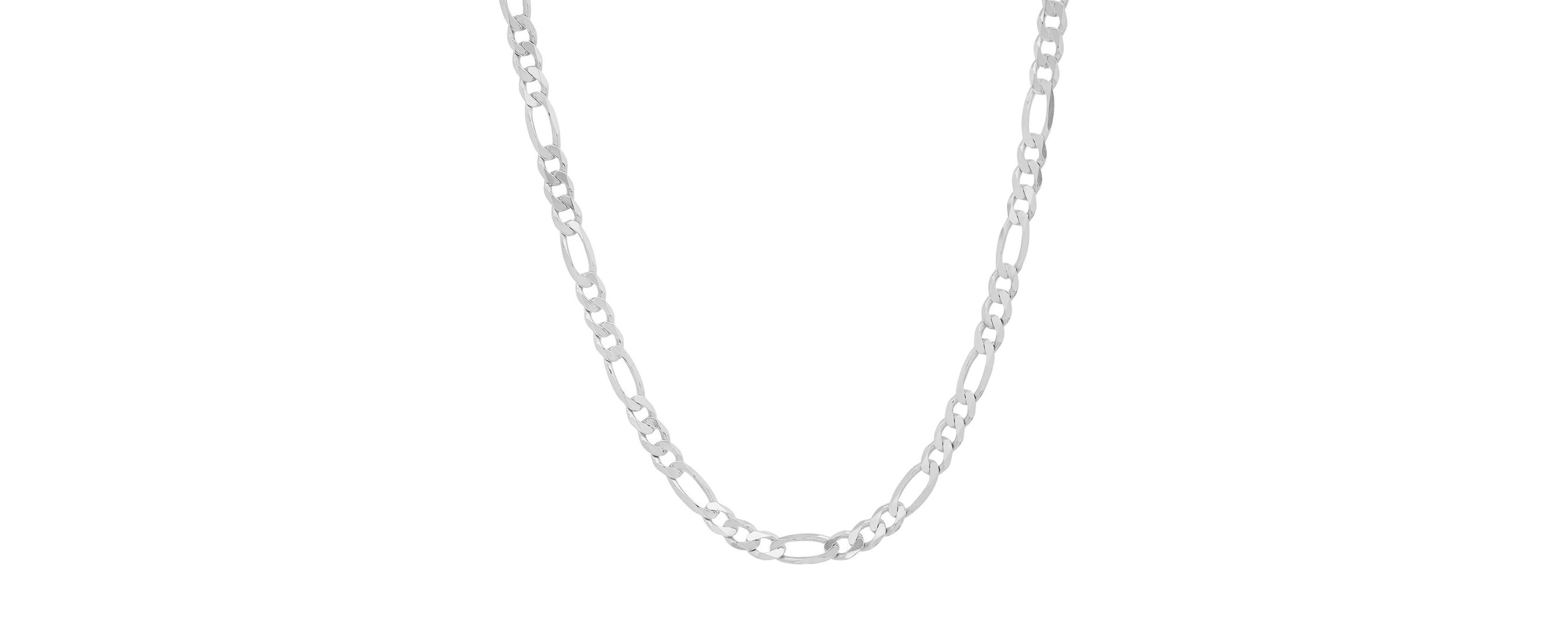 Italian Sterling Silver 4mm Figaro Chain Necklace - Unisex