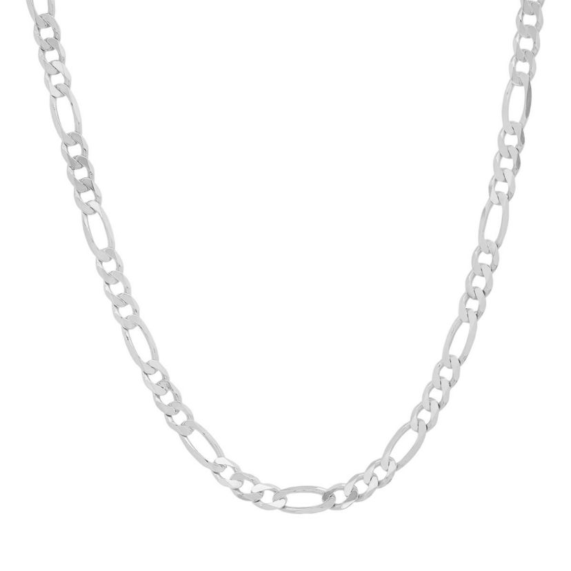 Italian Sterling Silver 4mm Figaro Chain Necklace - Unisex