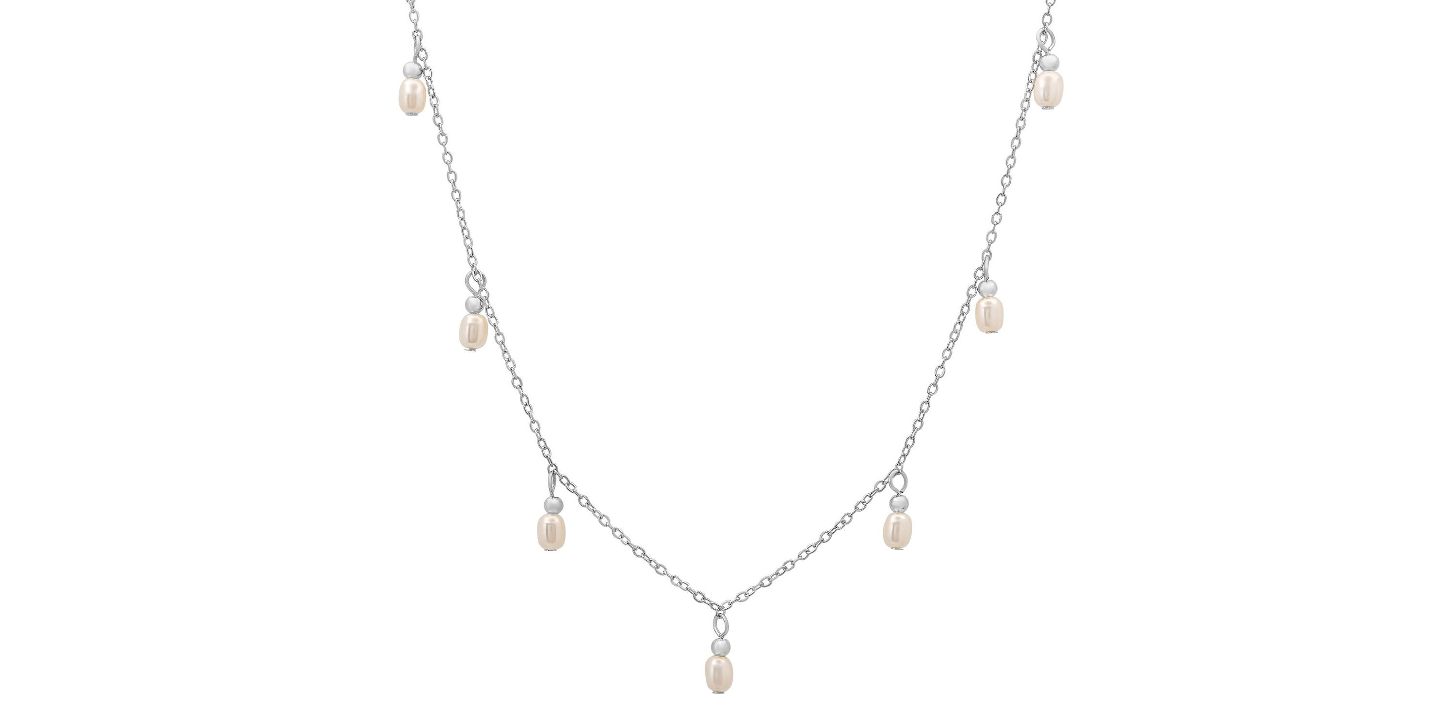 Lab Created 14k Gold Over Silver Dangling Pearl Charm Choker Necklace