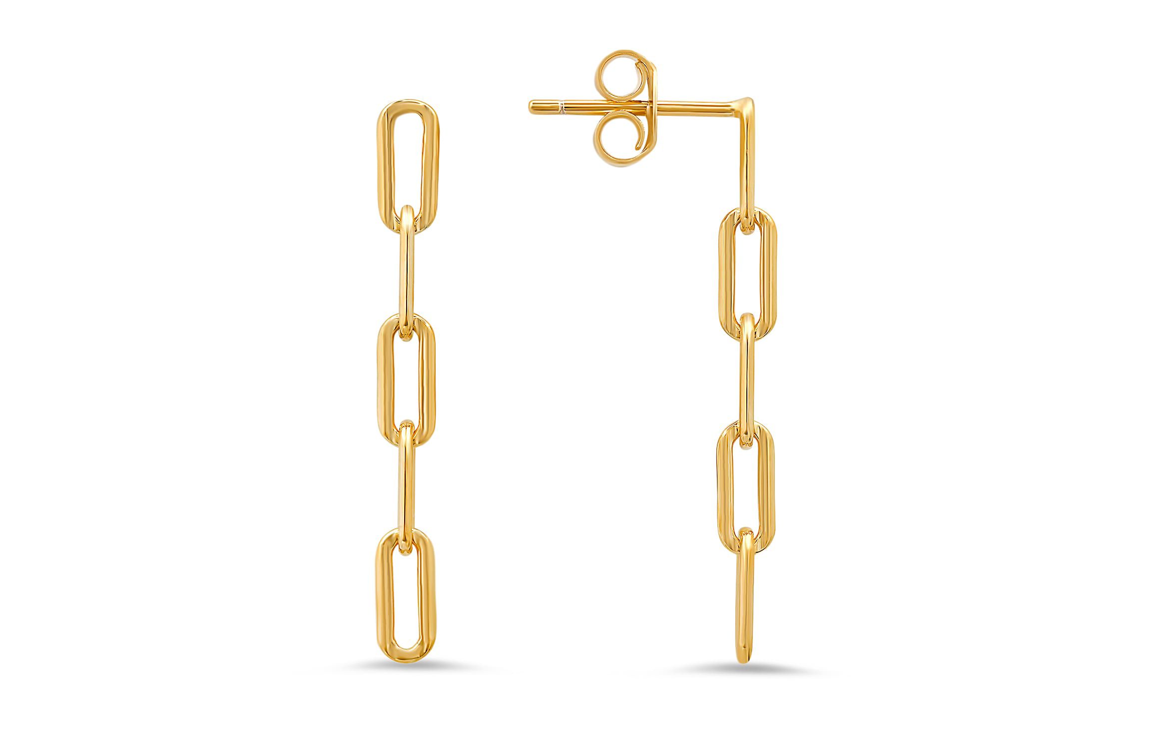 Sterling Silver Dangling Paperclip Earrings