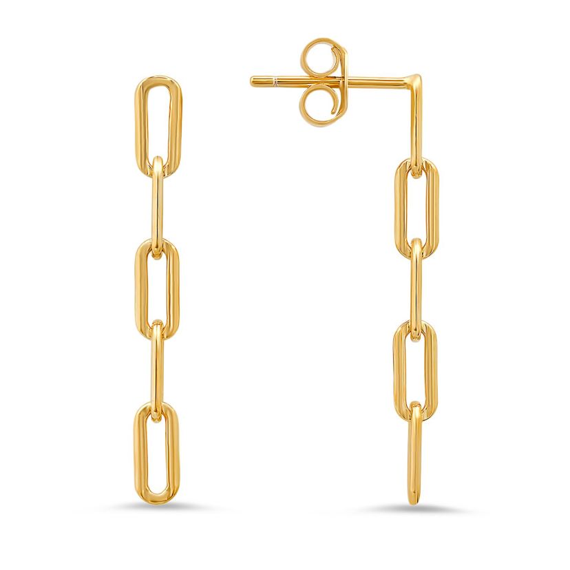 Sterling Silver Dangling Paperclip Earrings