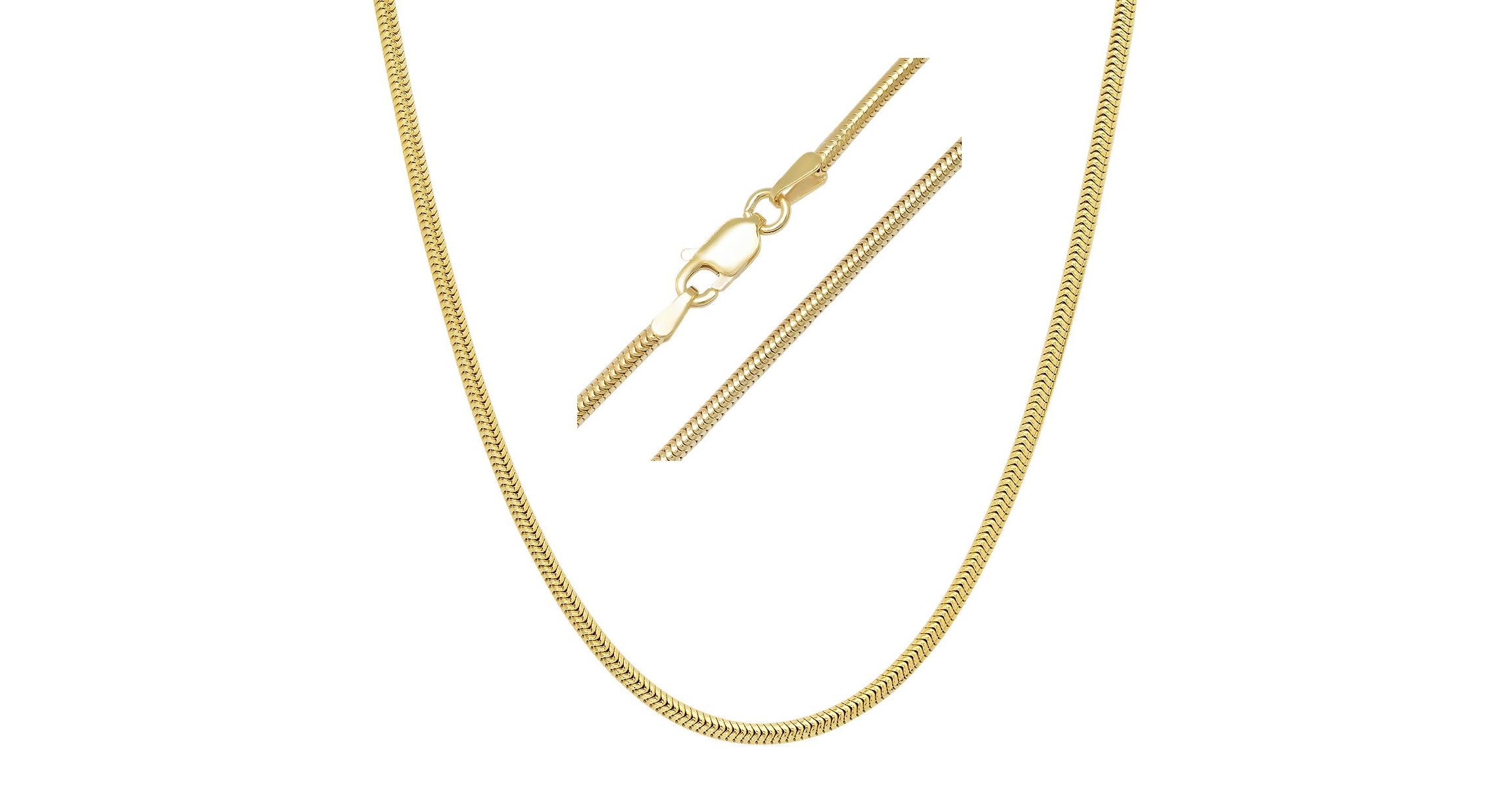 Italian 14k Gold Over Silver 2mm Snake Chain Necklace - Unisex
