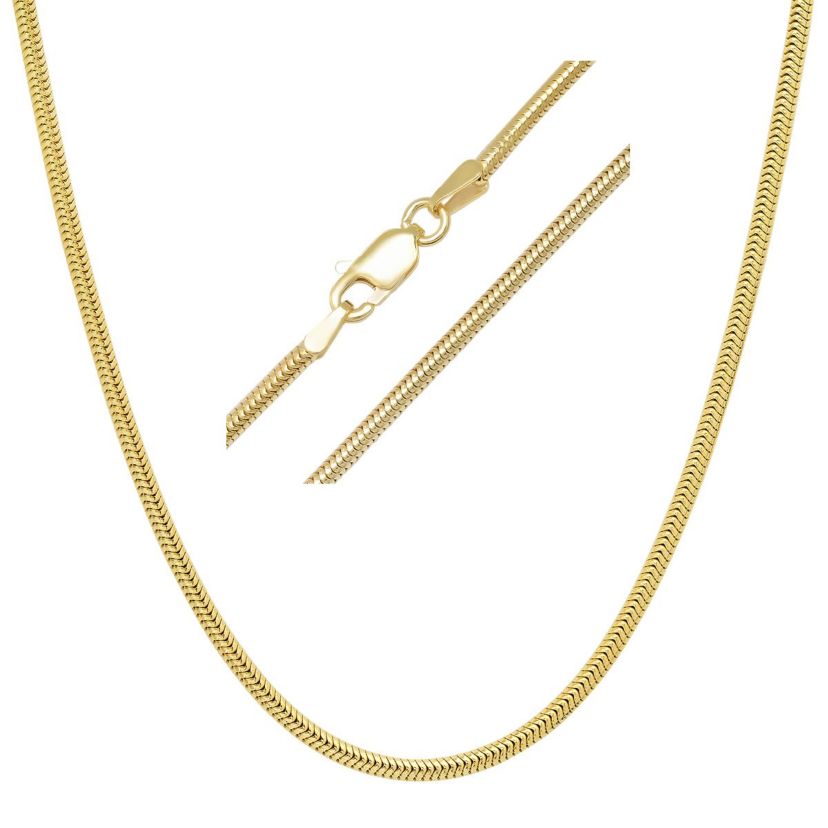 Italian 14k Gold Over Silver 2mm Snake Chain Necklace - Unisex