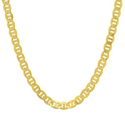 Mens Italian Thick/Heavy 14k Gold Over Silver Mariner Chain Necklace