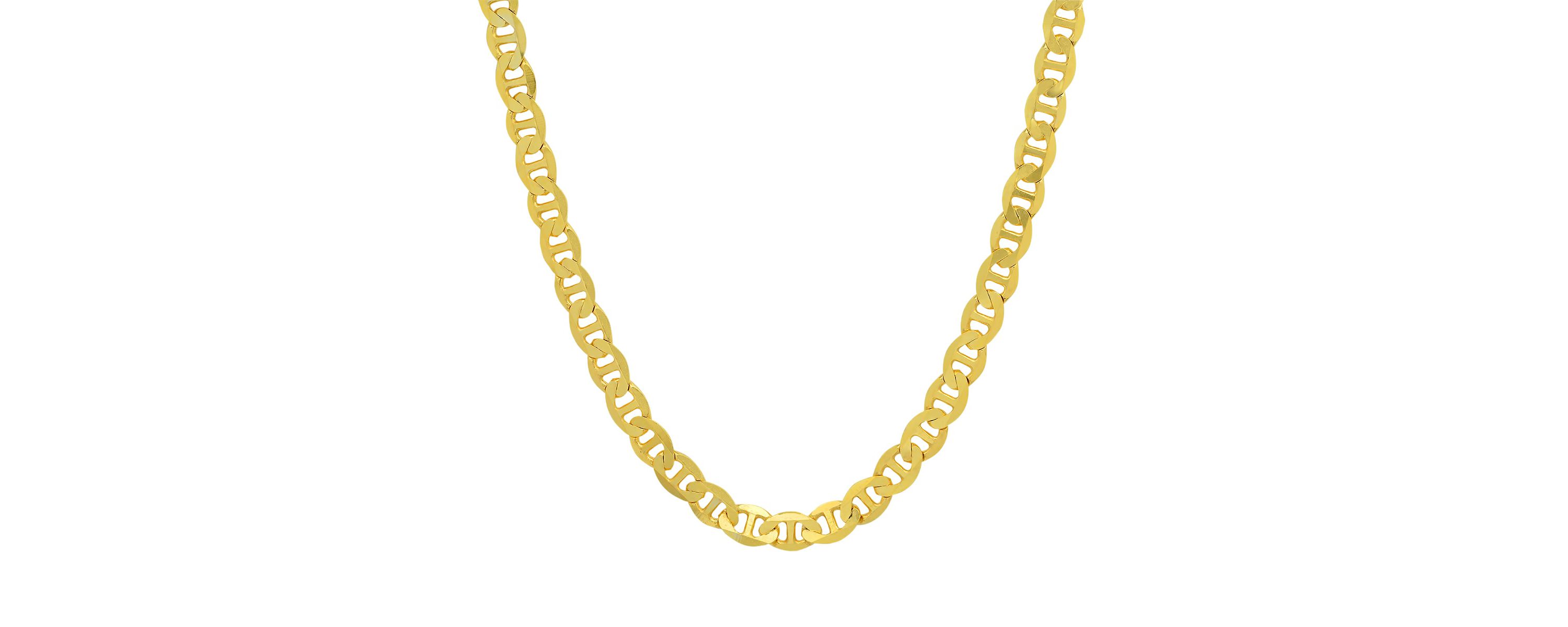 Mens Italian Thick/Heavy 14k Gold Over Silver Mariner Chain Necklace