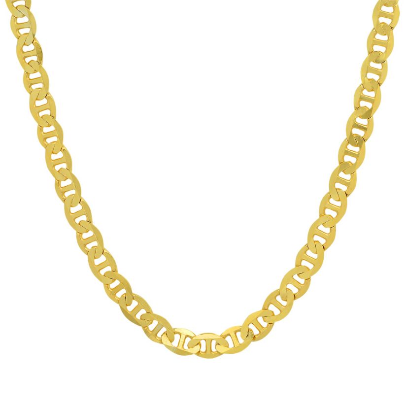 Mens Italian Thick/Heavy 14k Gold Over Silver Mariner Chain Necklace