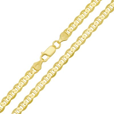 Mens Italian Thick/Heavy 14k Gold Over Silver Mariner Chain Necklace