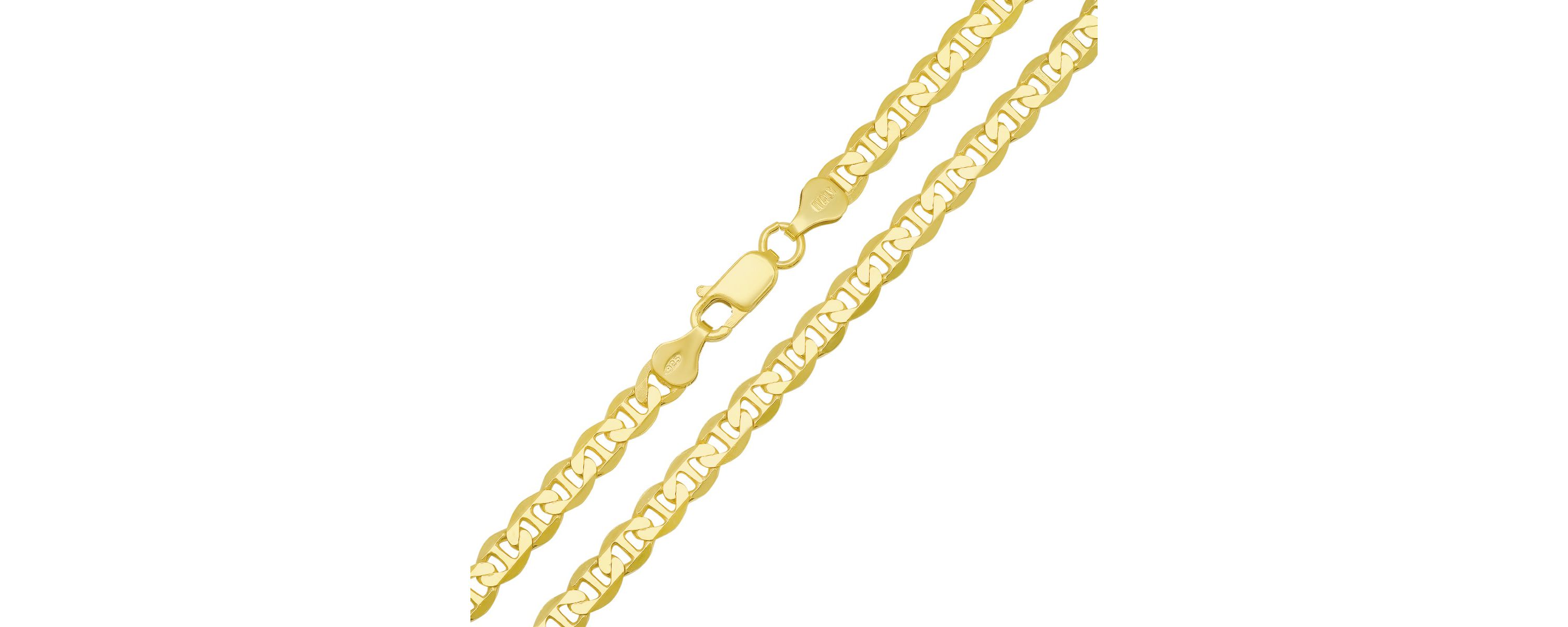 Mens Italian Thick/Heavy 14k Gold Over Silver Mariner Chain Necklace