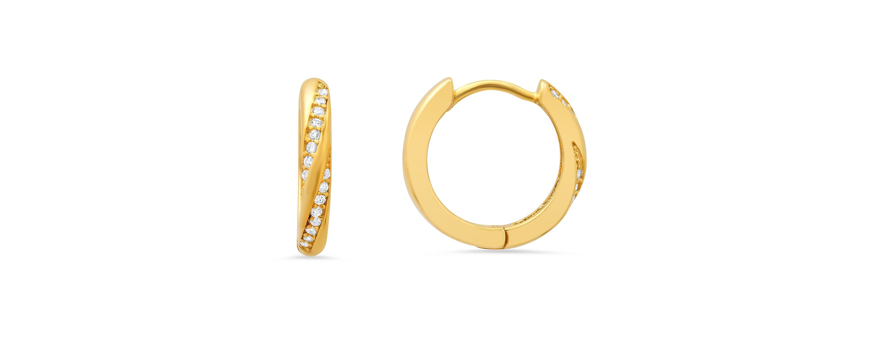 Lab Created Sterling Silver Swirl CZ 15mm Hoop Earrings
