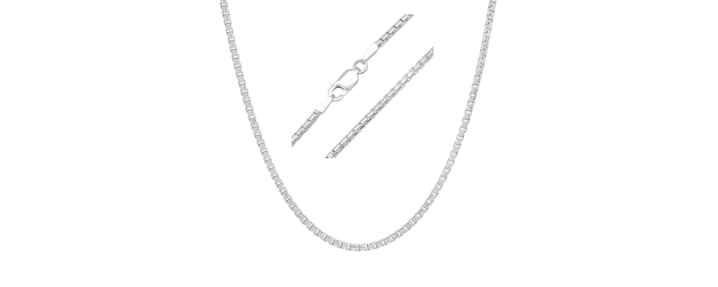 Italian Sterling Silver 2mm Round Box Chain Necklace - Unisex