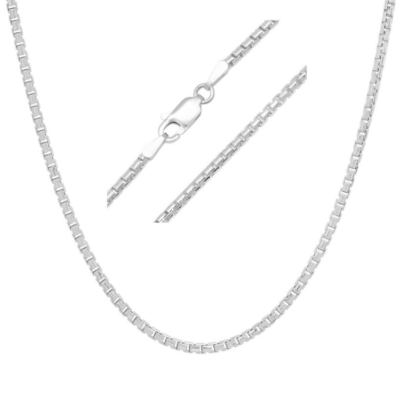 Italian Sterling Silver 2mm Round Box Chain Necklace - Unisex
