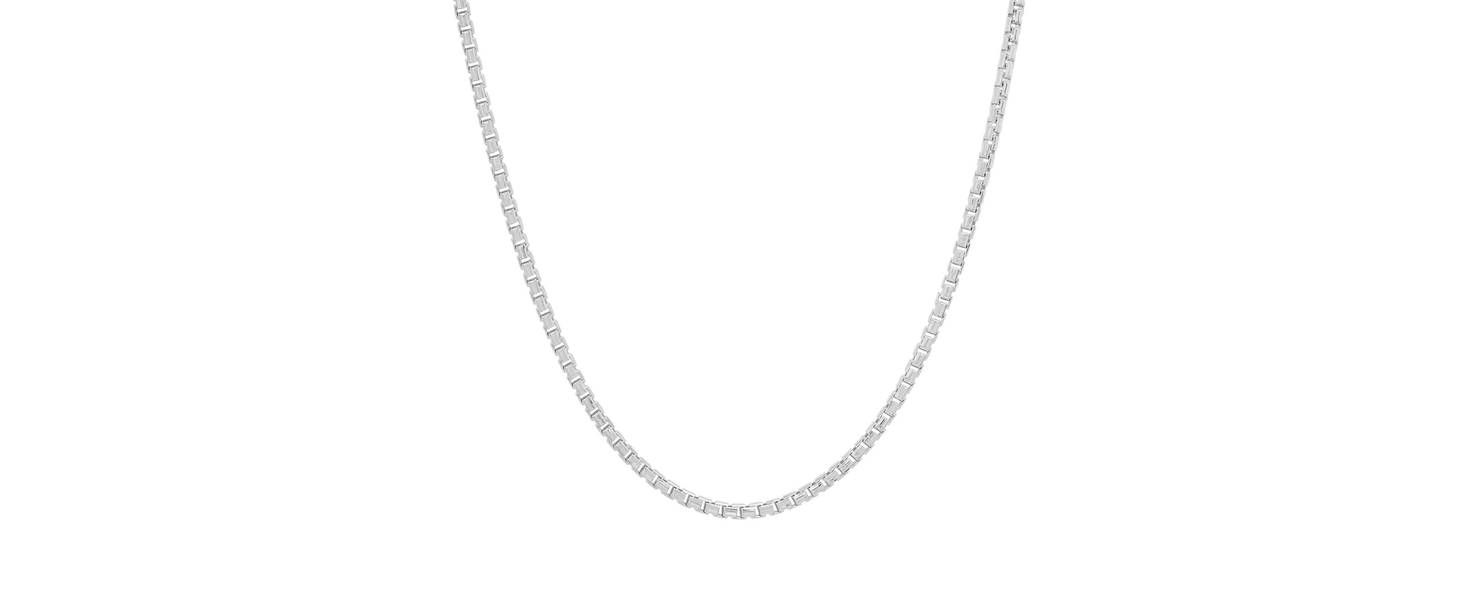 Italian Sterling Silver 2mm Round Box Chain Necklace - Unisex