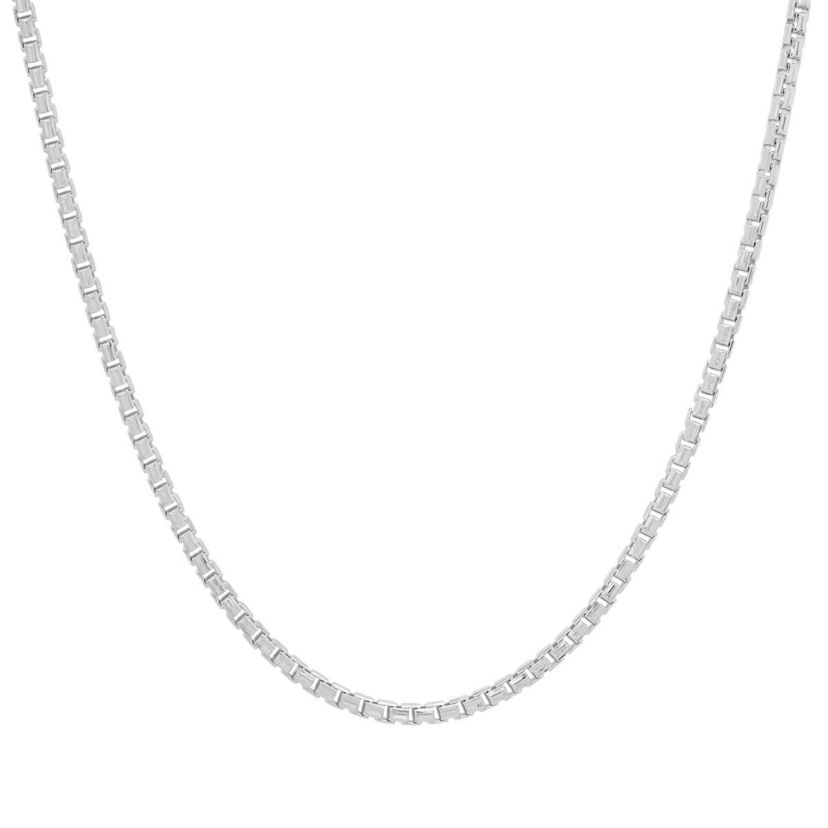 Italian Sterling Silver 2mm Round Box Chain Necklace - Unisex