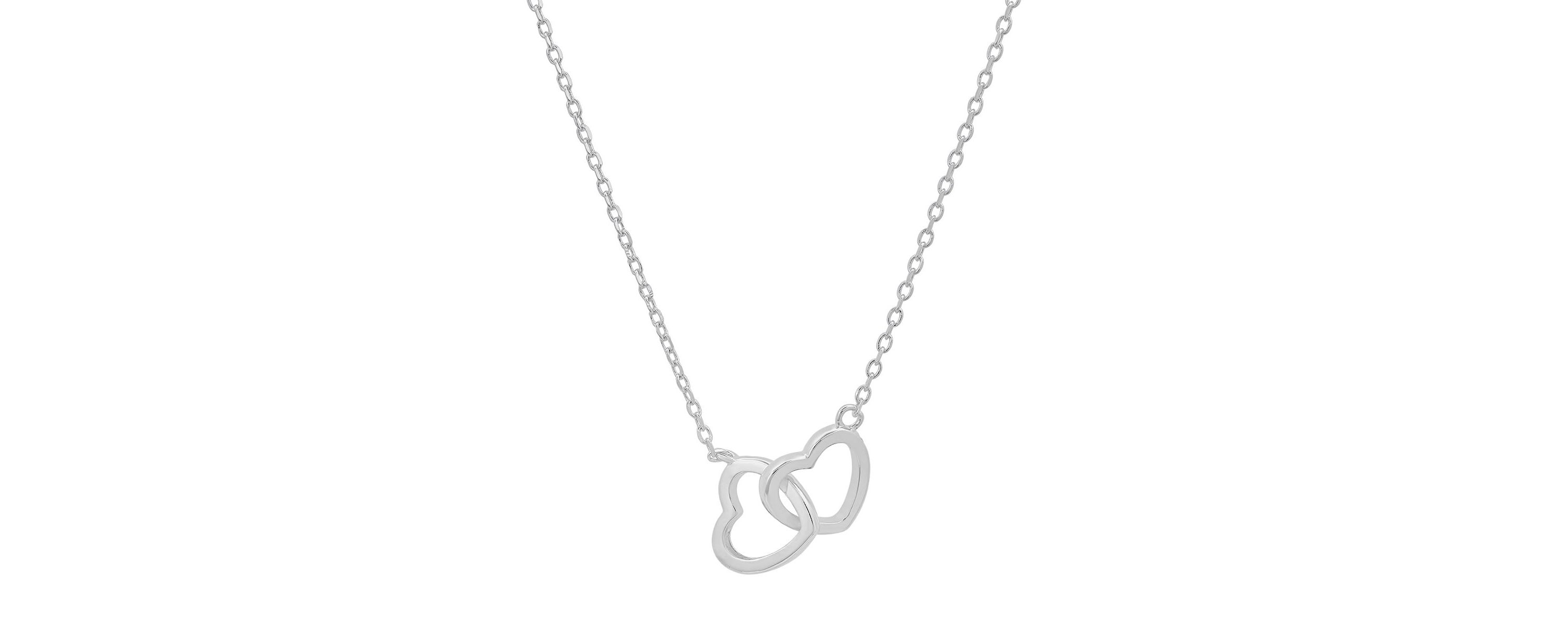 14k Rose Gold Over Silver Interlocking Love Heart Necklace