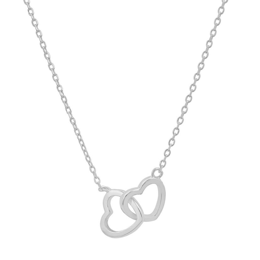 14k Rose Gold Over Silver Interlocking Love Heart Necklace