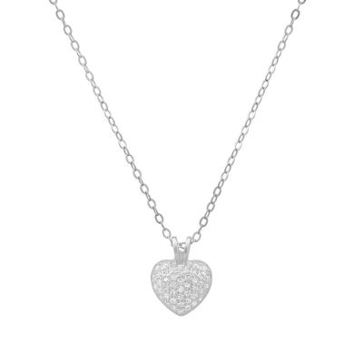 Kylie Harper Lab Created 14k Gold Over Silver Tiny Puffed CZ Heart Pendant