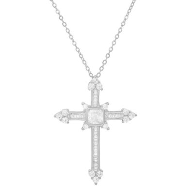 Kylie Harper Lab Created 14k Gold Over Silver Fancy CZ Cross Pendant