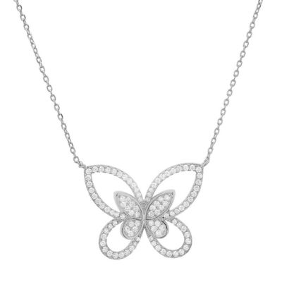 Kylie Harper Lab Created 14k Gold Over Silver CZ Butterfly Necklace