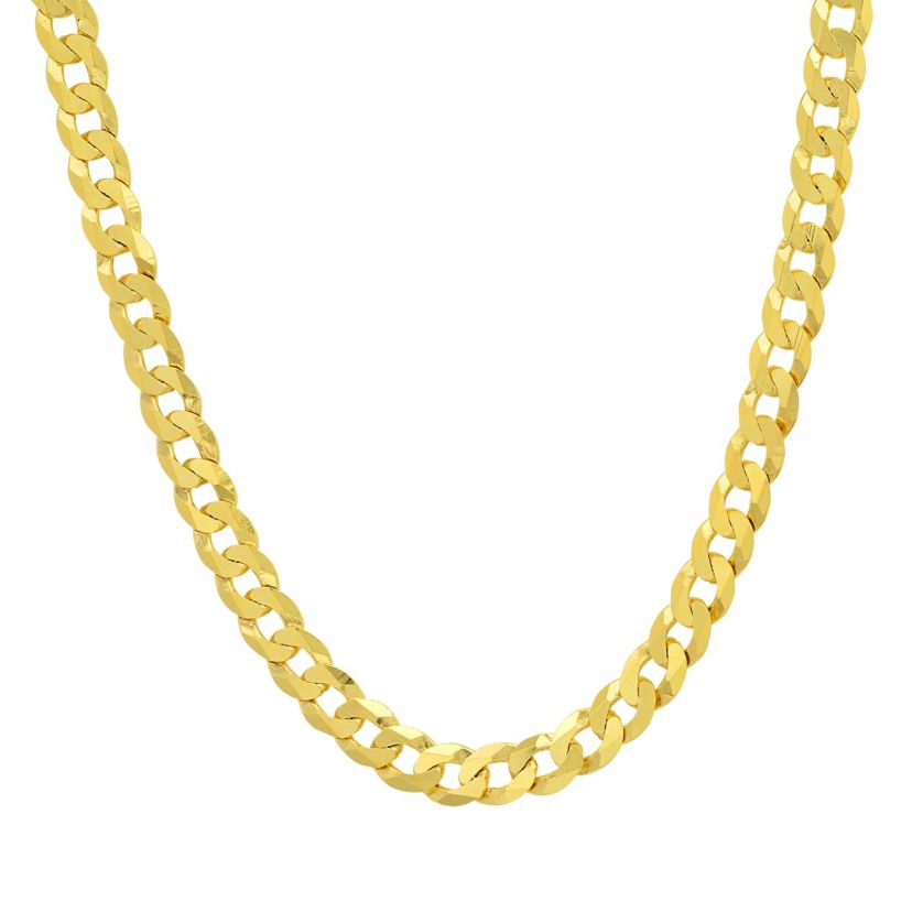 Mens Italian Thick/Heavy 14k Gold Over Silver Miami Cuban Curb Chain Necklace