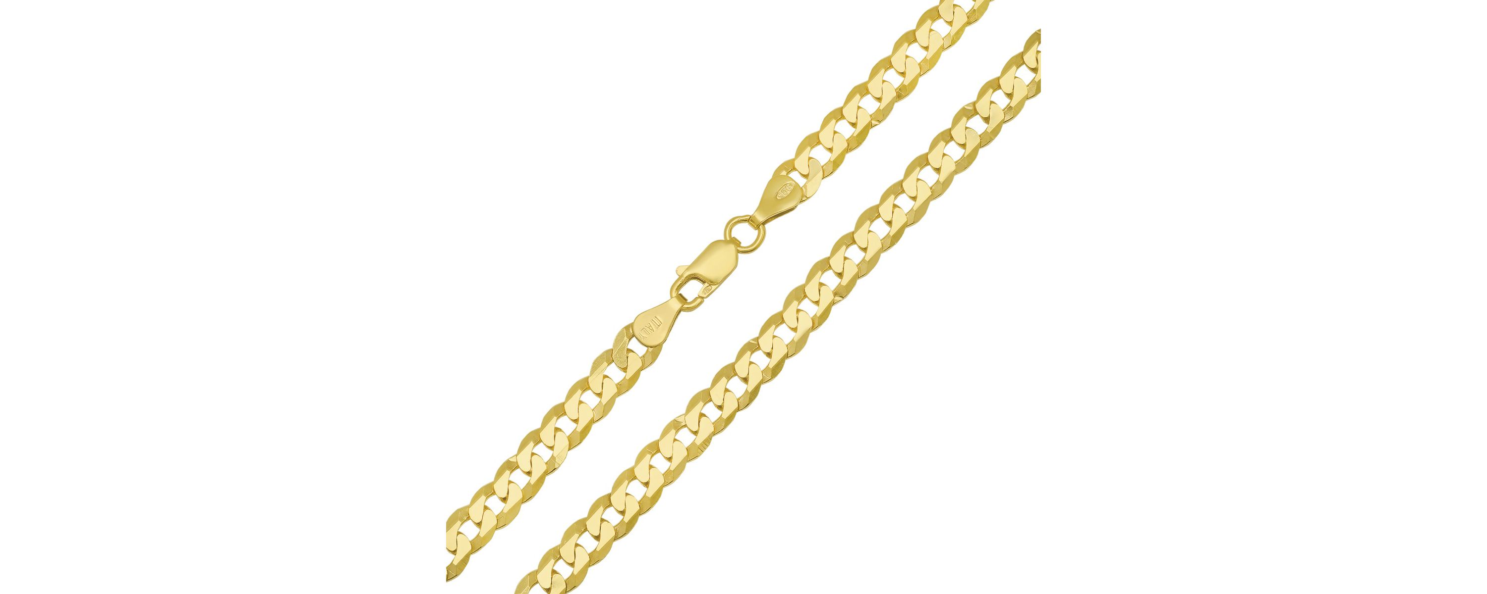 Mens Italian Thick/Heavy 14k Gold Over Silver Miami Cuban Curb Chain Necklace