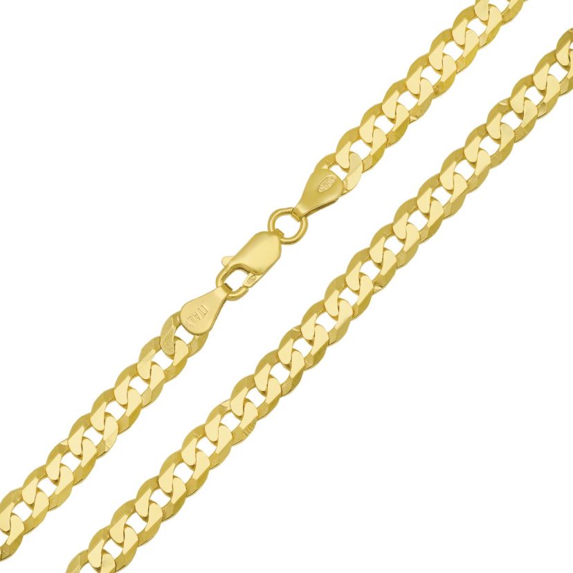 Mens Italian Thick/Heavy 14k Gold Over Silver Miami Cuban Curb Chain Necklace