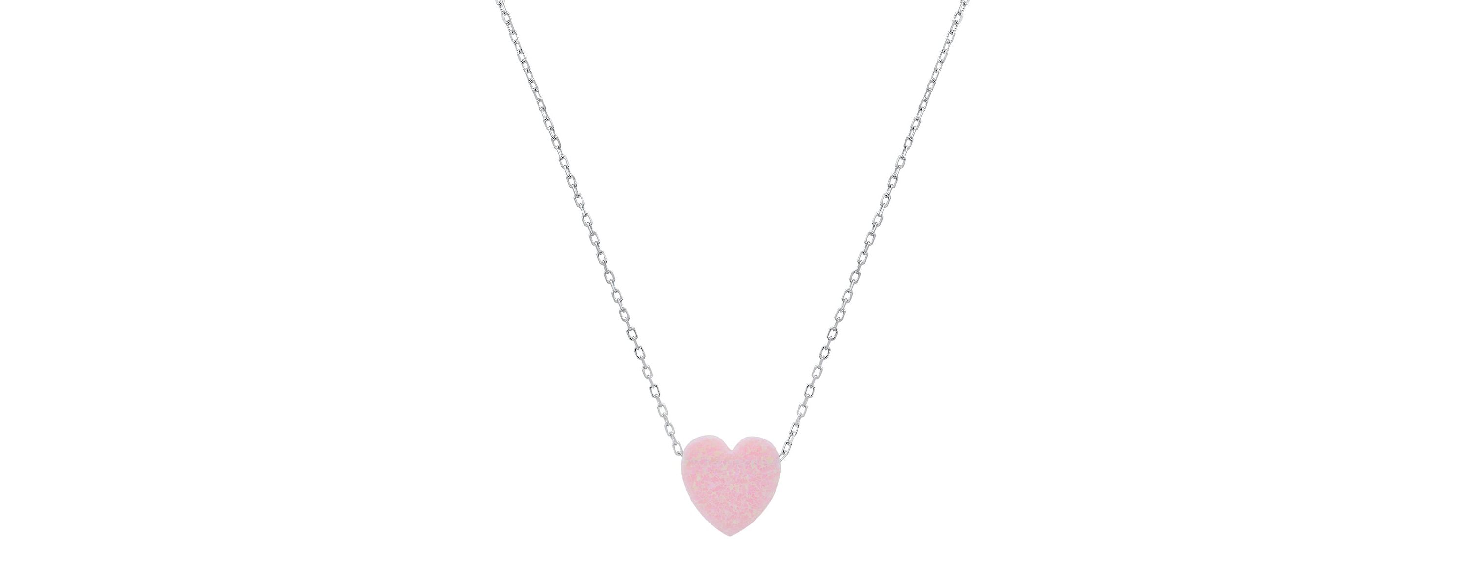 Lab Created Sterling Silver Blue Opal Heart Necklace
