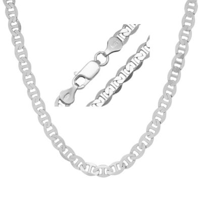 Kylie Harper Mens Italian Thick/Heavy Sterling Silver Mariner Chain Necklace