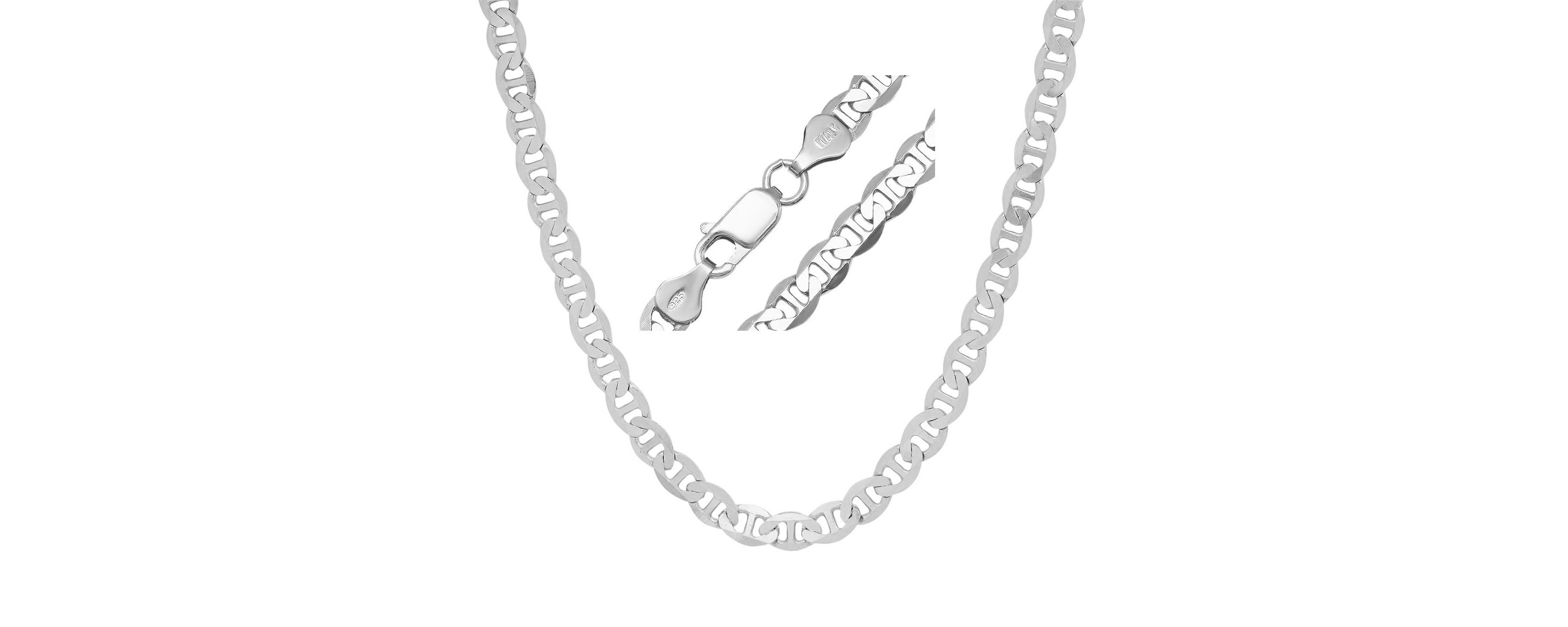 Mens Italian Thick/Heavy Sterling Silver Mariner Chain Necklace