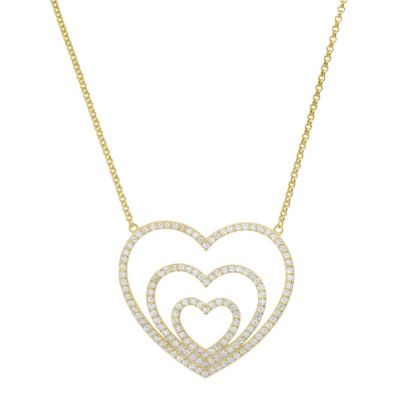 Lab Created Sterling Silver 'Layers of Love' CZ Heart Necklace