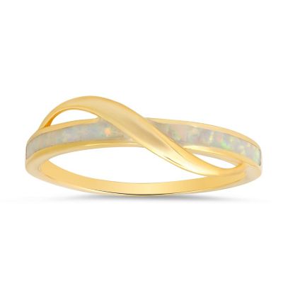 Kylie Harper Lab Created Sterling Silver Opal Wave Ring, Gold, 9