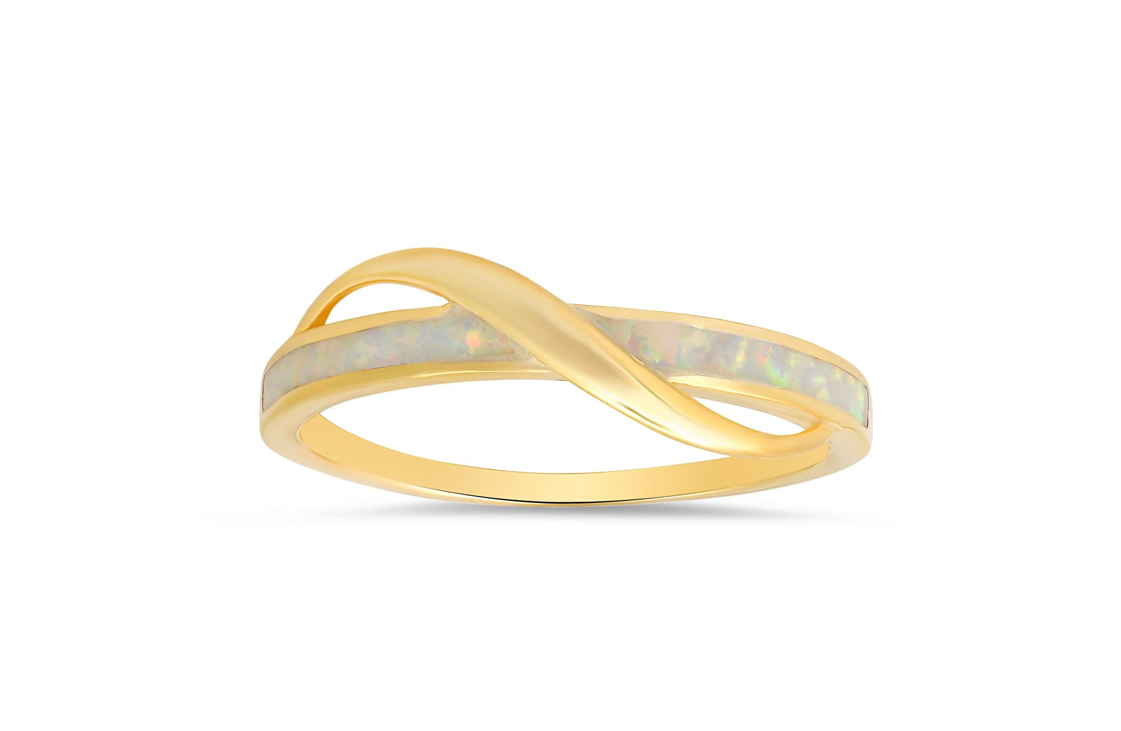 Lab Created Sterling Silver Opal Wave Ring