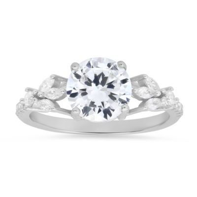 Kylie Harper Lab Created Sterling Silver Round & Marquise-cut CZ Ring