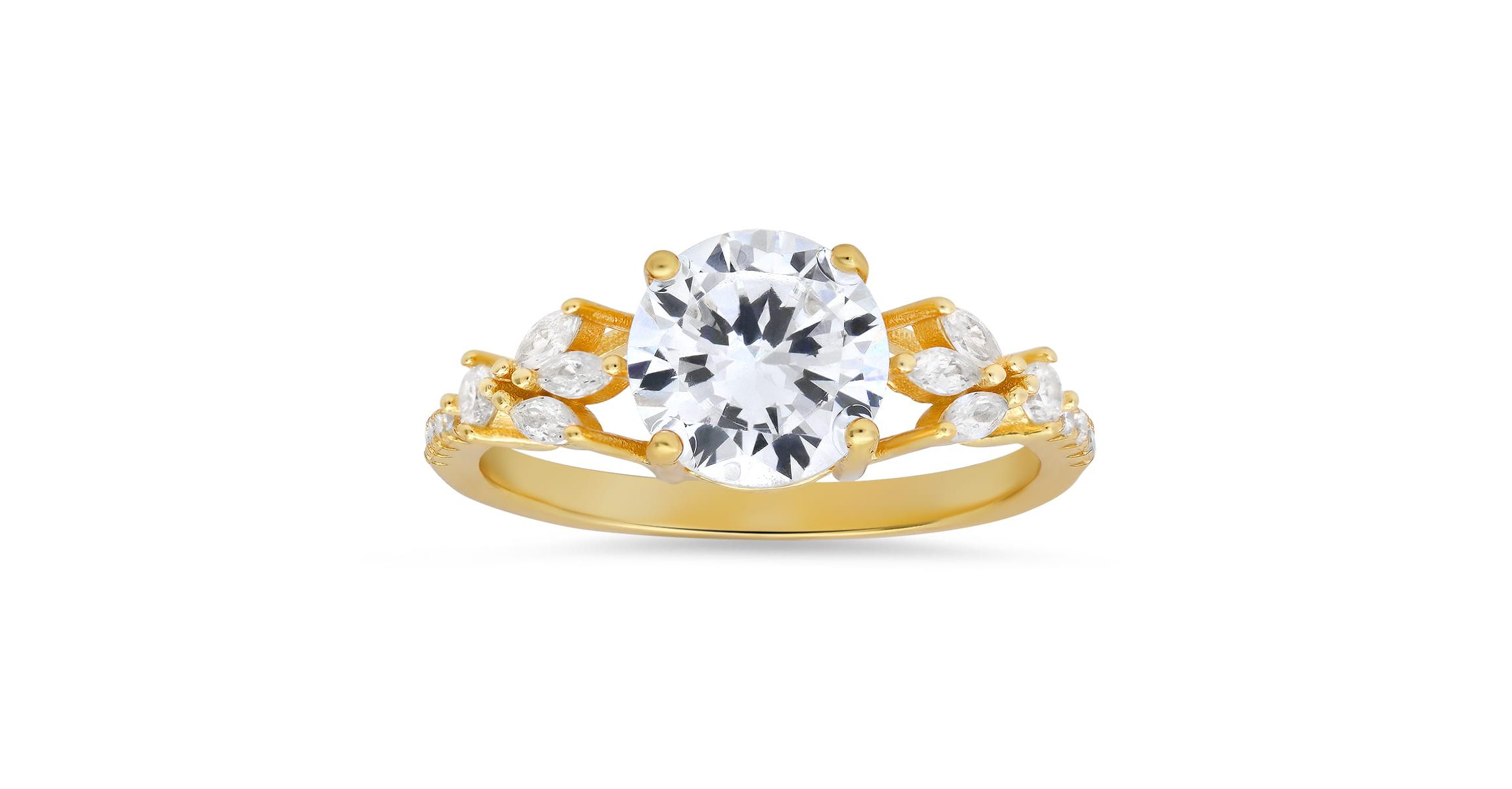 Lab Created Sterling Silver Round & Marquise-cut CZ Ring