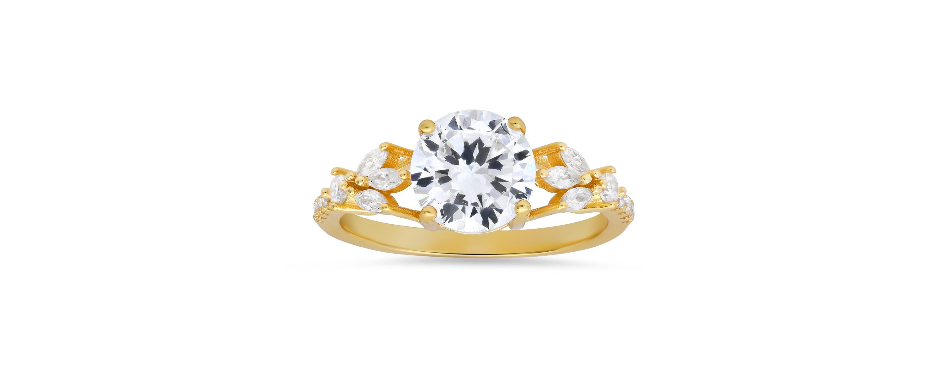 Lab Created Sterling Silver Round & Marquise-cut CZ Ring