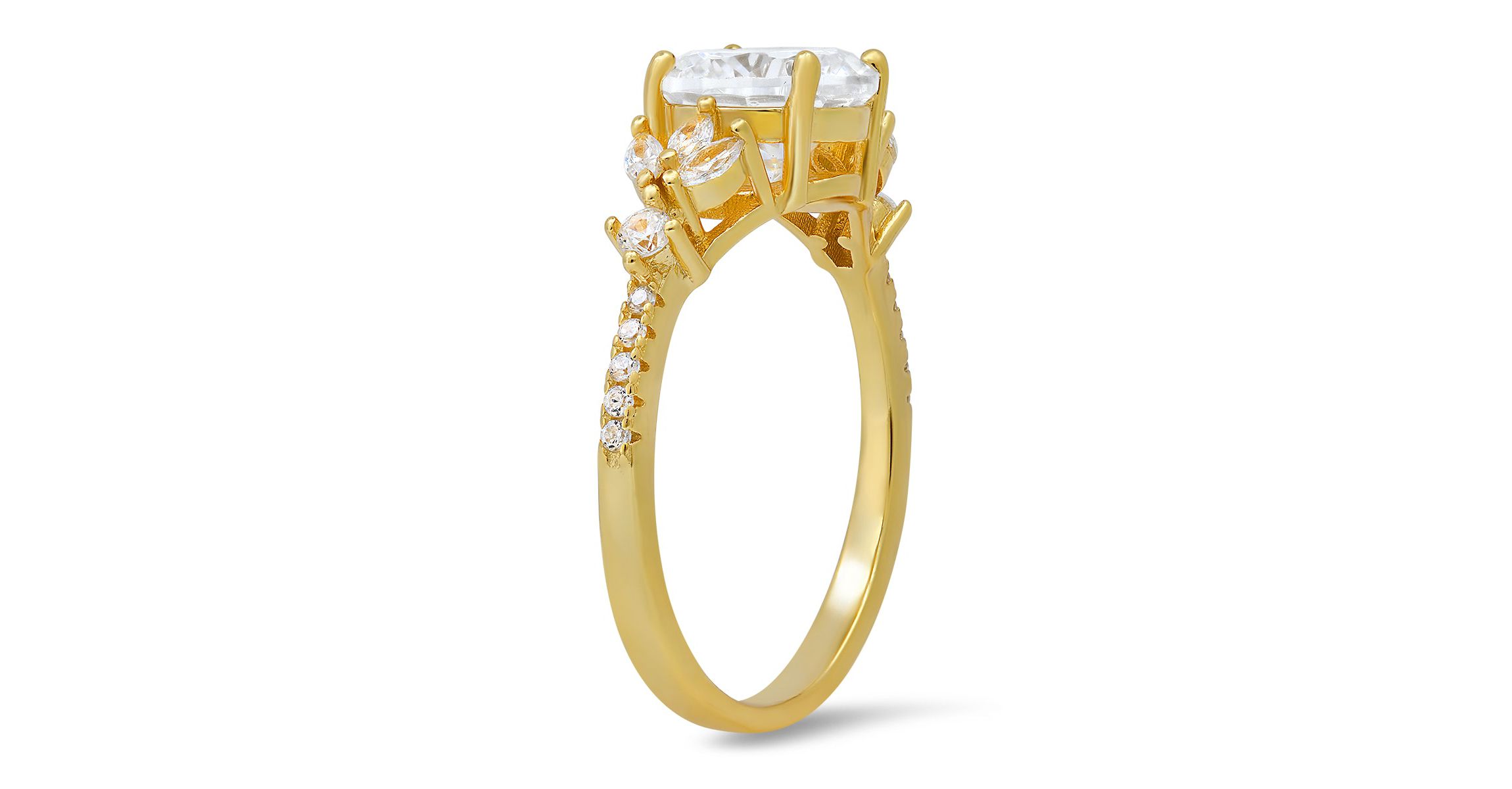 Lab Created Sterling Silver Round & Marquise-cut CZ Ring