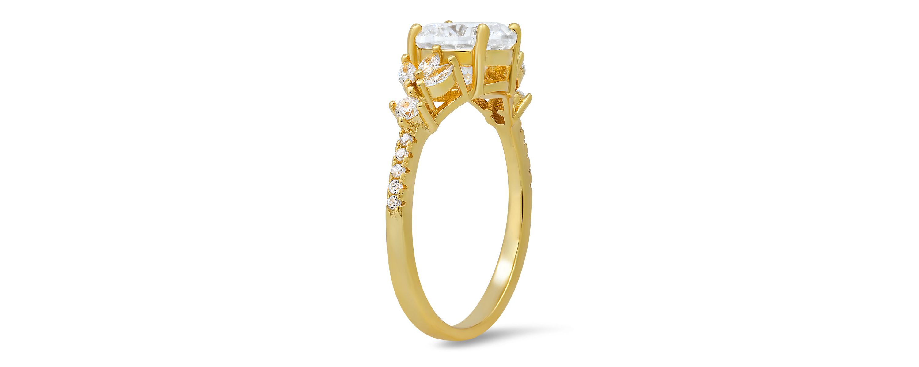 Lab Created Sterling Silver Round & Marquise-cut CZ Ring