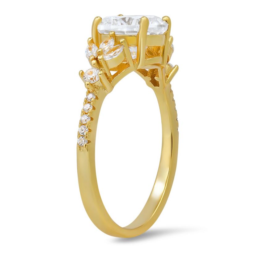 Lab Created Sterling Silver Round & Marquise-cut CZ Ring