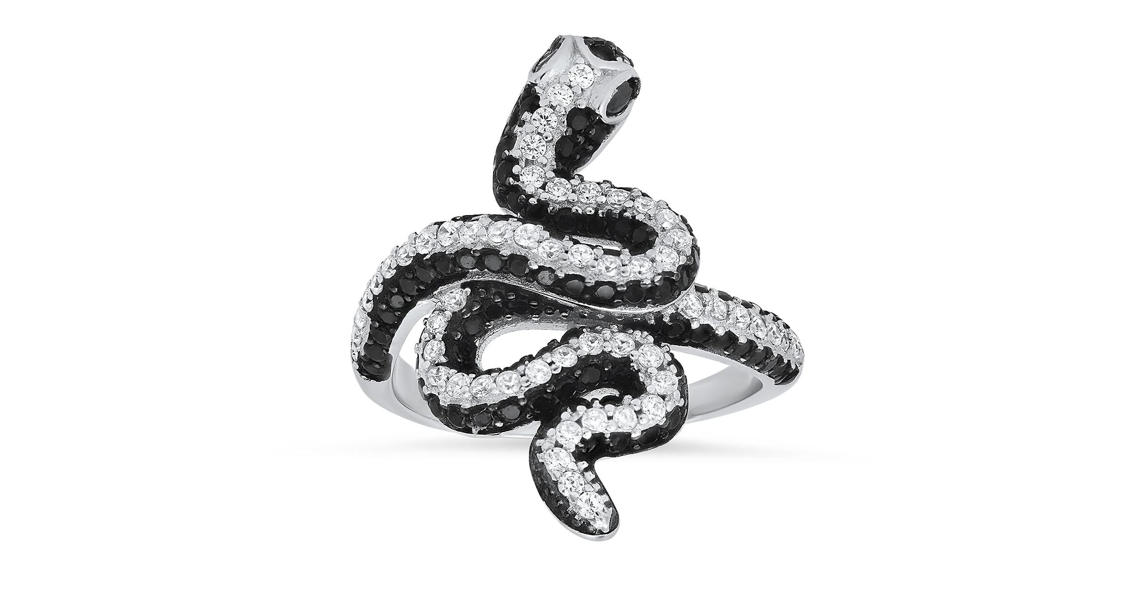 Lab Created Sterling Silver CZ Snake Ring