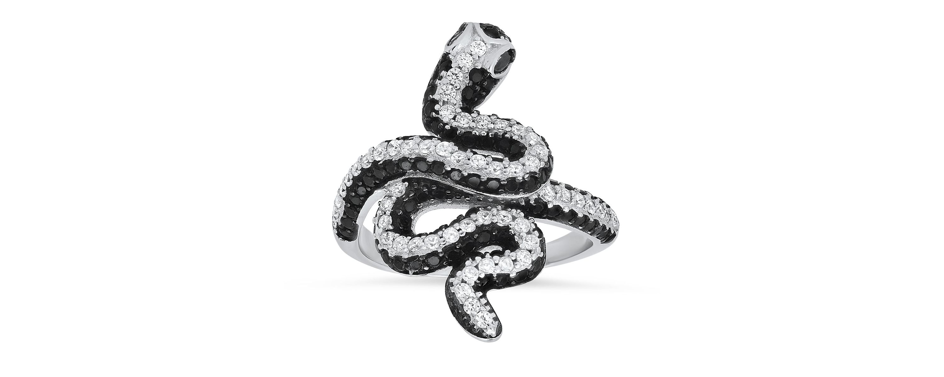 Lab Created Sterling Silver CZ Snake Ring