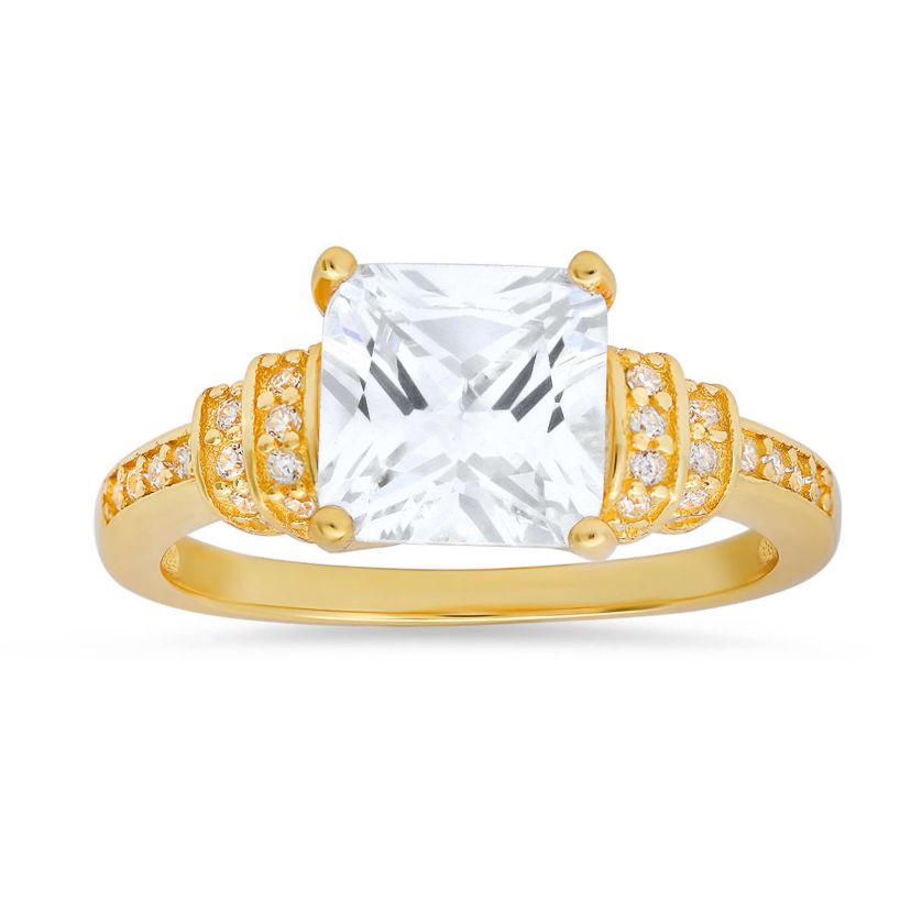 Lab Created Sterling Silver Princess-cut CZ Ring