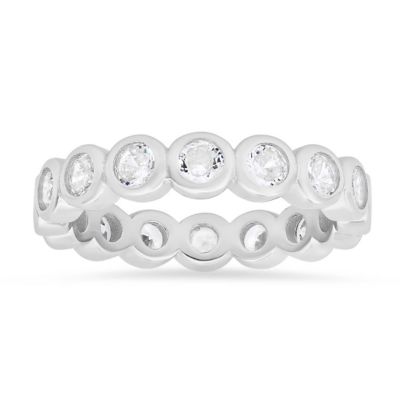 Kylie Harper Lab Created Sterling Silver Bezel-set CZ Eternity Band Ring