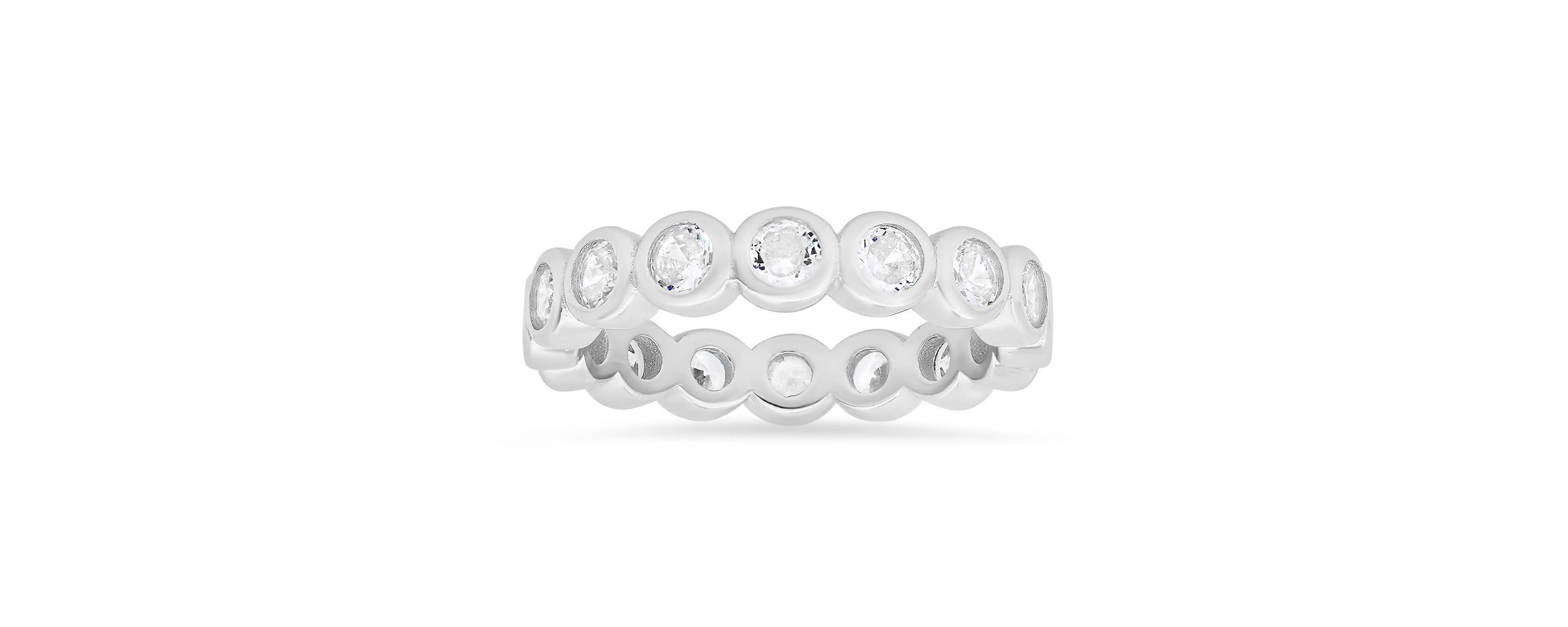Lab Created Sterling Silver Bezel-set CZ Eternity Band Ring
