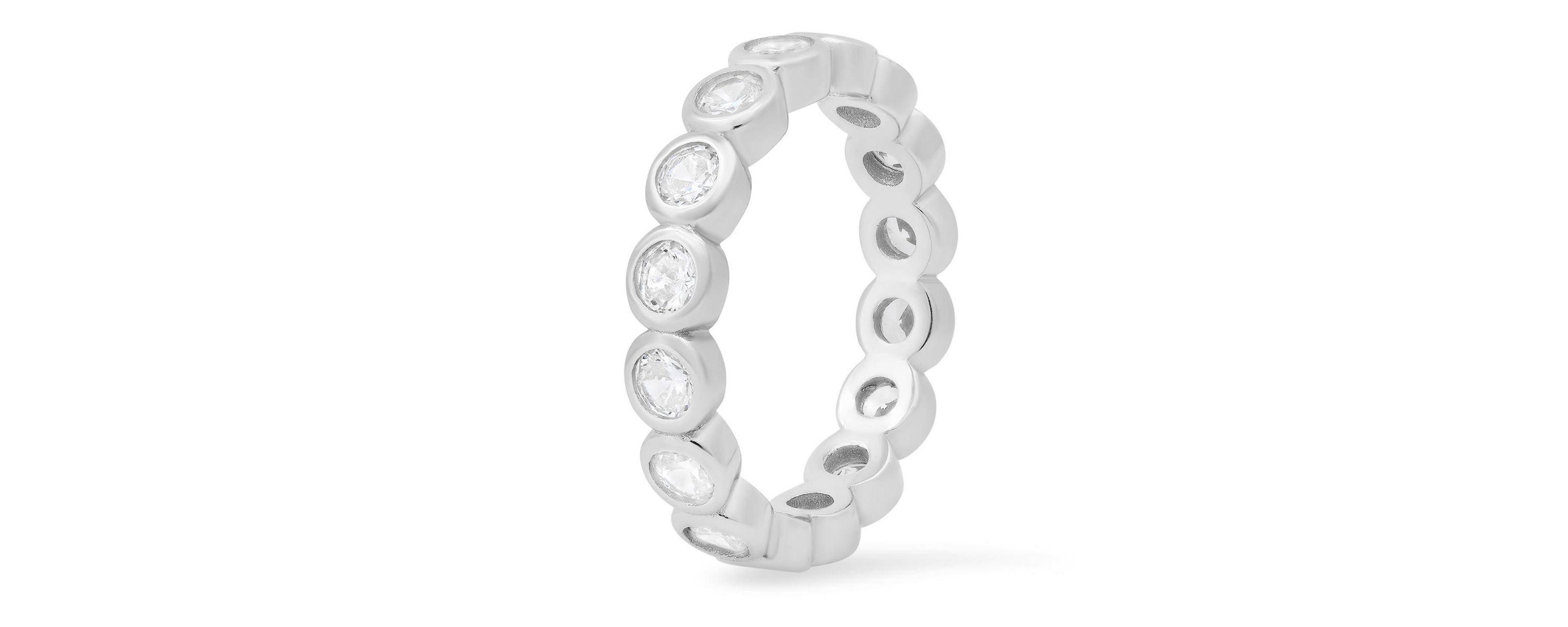 Lab Created Sterling Silver Bezel-set CZ Eternity Band Ring