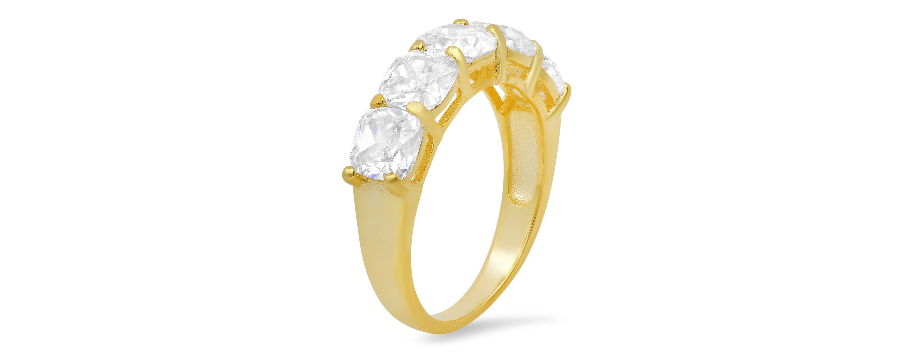 Lab Created Sterling Silver 5-stone Cushion-cut CZ Ring