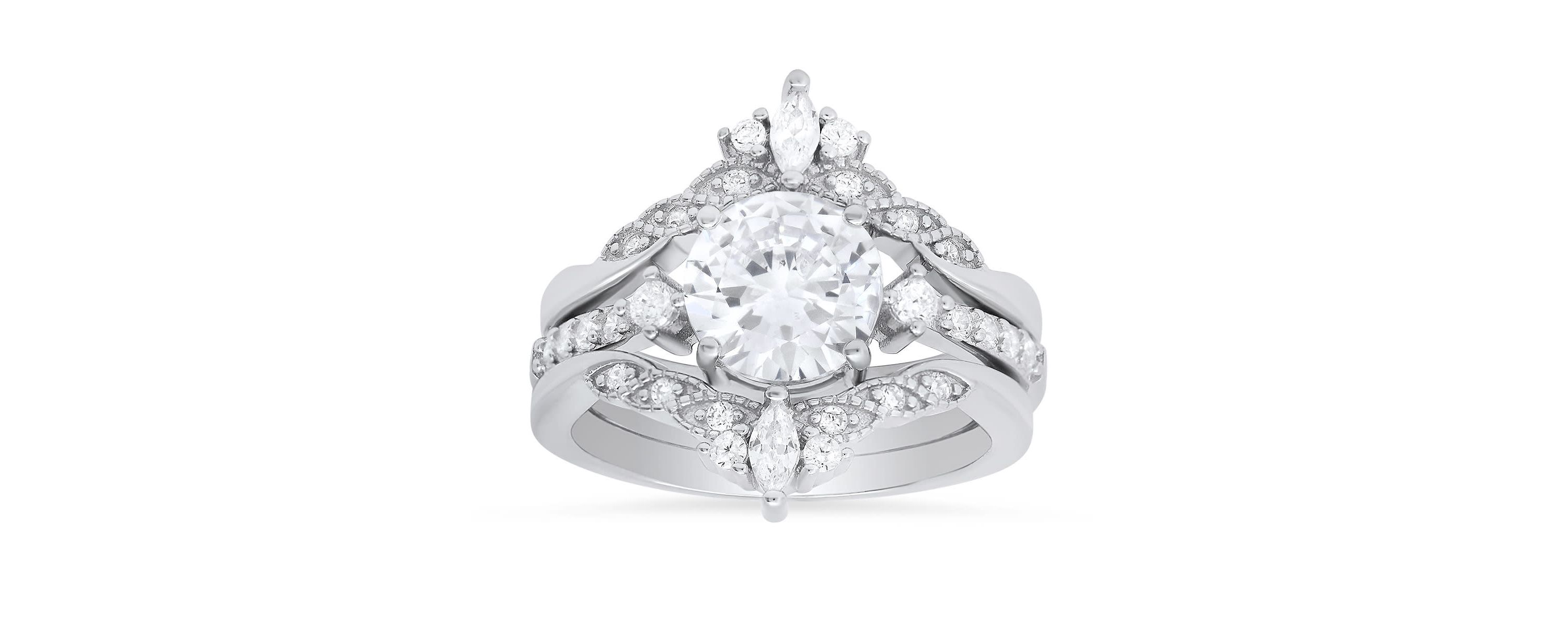 Lab Created Sterling Silver 3pc Stackable CZ Ring Set