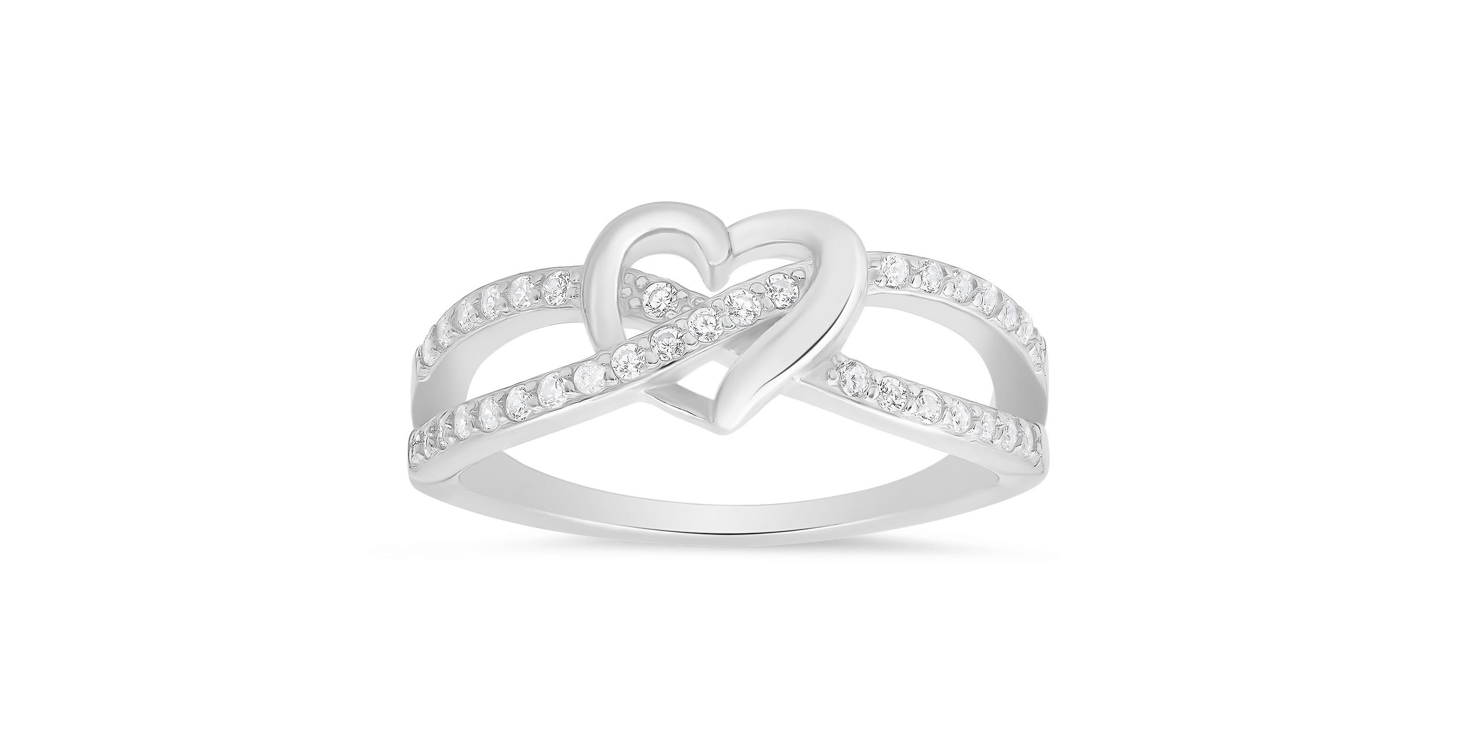 Lab Created Sterling Silver Heart CZ Ring