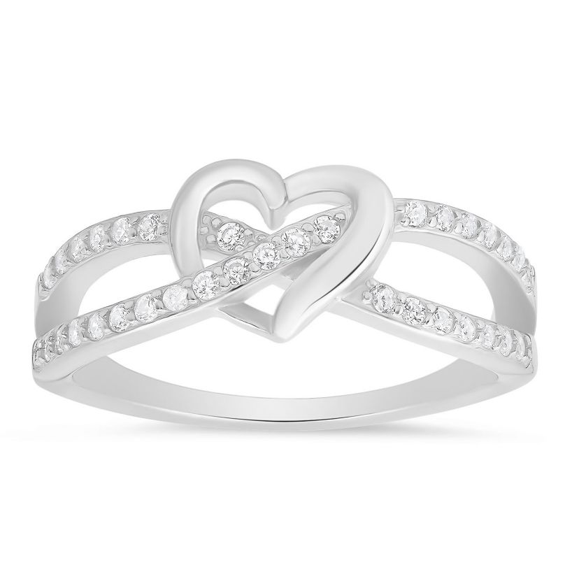 Lab Created Sterling Silver Heart CZ Ring